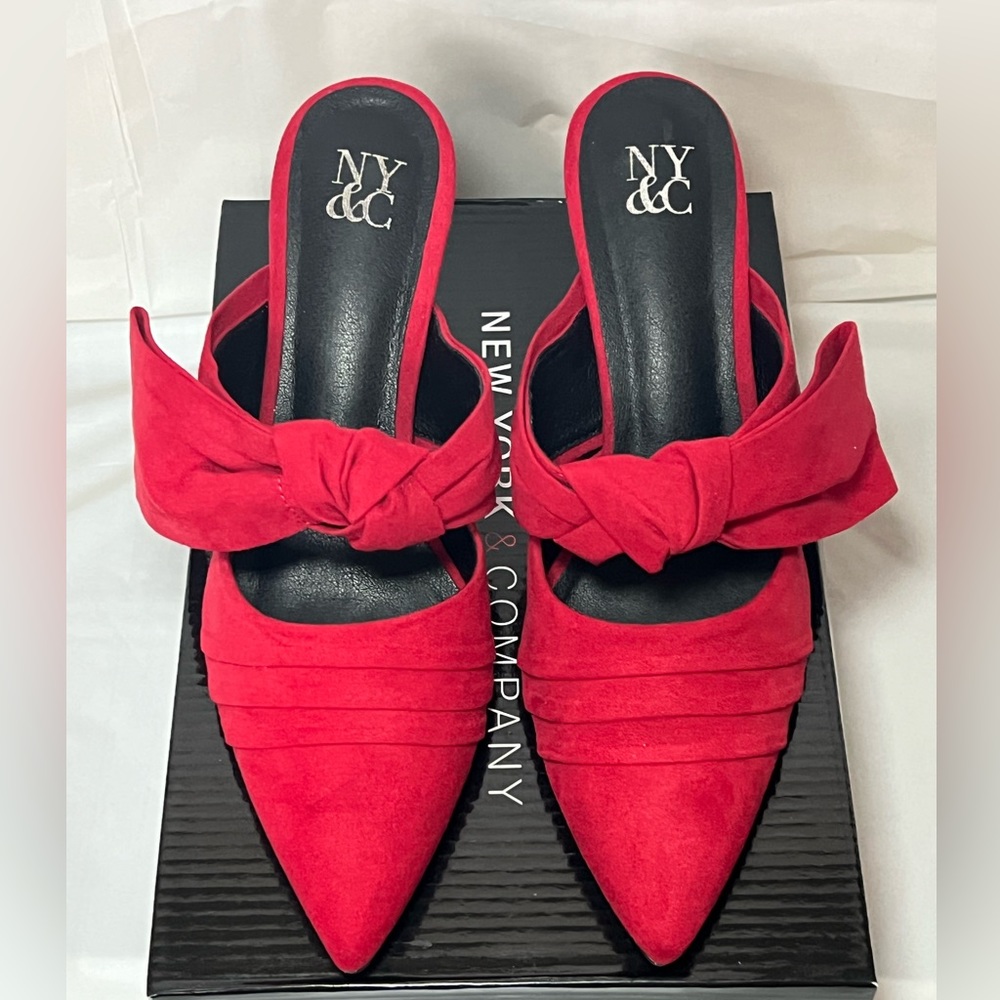 Size 8.5- New York And Company Red Capri Mules